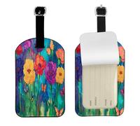 The Blooming Rainbow Flower - Etiquetas de equipaje de viaje elegantes de alta calidad para maletas, con tarjeta personalizada y cubierta de privacidad