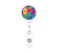 The Blooming Rainbow Flower - Soporte retráctil para insignias, carrete de identificación duradero con cordón de nailon de 55 cm, clip giratorio de 360° para oficina, escuela, hospital
