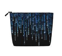 The Blue Binary - Bolsa organizadora de viaje para mujer, bolsa de cosméticos de cáñamo falso, gran capacidad, con cremallera