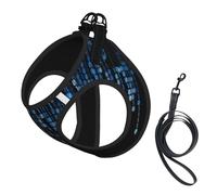 The Blue Binary Print - Juego de arnés y correa para perros pequeños, chaleco suave ajustable con correas reflectantes de 360° para gatos y cachorros