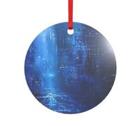 The Blue Binary Print Round Heart Acrylic Christmas Ornament Holiday Keepsake Pendant for Christmas Tree Decor