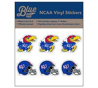 The Blue Brand NCAA Kansas Jayhawks - Pegatina de vinilo de 3 pulgadas, paquete de 6 unidades, Kansas Jayhawks Royal, talla única