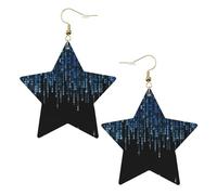The Blue - Pendientes de fiesta binaria para mujer, aretes colgantes de estrella brillante, joyería de gota de moda para salir por la noche, One Size, Cuero