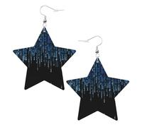 The Blue - Pendientes de fiesta binaria para mujer, aretes colgantes de estrella brillante, joyería de gota de moda para salir por la noche, One Size, Cuero