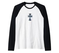 The Blue Topaz Cross Pave Diamonds Camiseta Manga Raglan