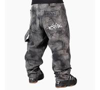 The blueskin Vaqueros Baggy Hombre - Denim Negro Used Oversize Streetwear - 100% Algodón Artesanal Made in Italy - Estilo Skate Hip Hop Rap - Tallas 40-56, Negro Used, 26W