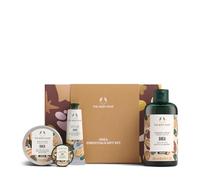 The Body Shop Shea Essentials - Juego de regalo (crema de ducha de 250 ml + mantequilla corporal de 50 ml + mantequilla de labios de 10 ml + bálsamo de manos de 30 ml), colección nutritiva de manteca