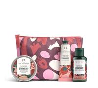 The Body Shop Strawberry Little Christmas - Juego de regalo de Navidad (gel de ducha de 60 ml + mantequilla corporal de 50 ml + crema de manos de 30 ml), trío festivo afrutado con extracto de fresa