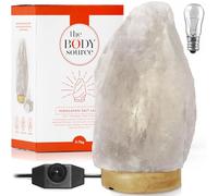 The Body Source Lámpara de Sal del Himalaya 2-3 KG con Regulador de Intensidad - 100% Natural y Hecha a Mano con Base de Madera + Bombilla de Repuesto Incluida