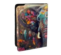 The Bohemian Elephant Datura - Funda para pasaporte con estampado de elefante, funda organizadora de viaje para pasaporte, para hombres y mujeres, 6.5 pulgadas, Black, Talla única