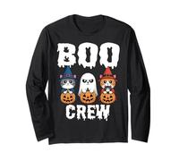 The Boo Crew Halloween a Juego Lindo Gato Bruja Fantasma Calabaza Manga Larga