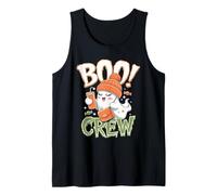 The Boo! Crew Halloween Cute Ghost Drinking Ice Coffee Squad Camiseta sin Mangas