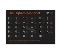 The Book of Ogham Poster Complete Set of Celtic Tree Runes with Meanings and Divinatory Uses Mystical Wall Art for Meditation Space(Framed,08x12inch(20x30cm))