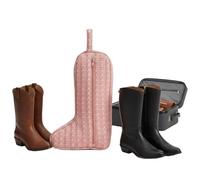 The Boot Bag of Your Dreams - Quilted Tall Boot Storage Organizer with Sturdy Handle and Dual Zippers, Dustproof and Scuff-Free Protection for Cowboy Boots, for Travel and Closet Storage (Pink)