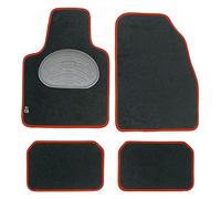 The Boutique for Your Car 610304 - Juego Alfombras Moqueta Premium Negra TALONERA Goma Ribete Rojo