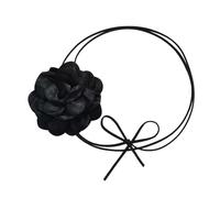 The Breathlace - Collar gótico de tela con flores grandes, collar largo con cordones, moda para mujer, joyería clásica en capas, gargantilla para mujer, joyería plateada, 160x10cm, Tela no tejida