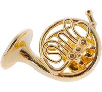 The Bridge Collection Pin de cuerno francés en miniatura de latón dorado de 1.5 pulgadas, pin de solapa de instrumento musical, mini trompeta coleccionable, regalo para músicos y profesores de música