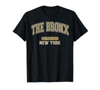 The Bronx New York Setled 1639, Estilo Vintage, Deportivo, arqueado, Beige Camiseta gráfica económica, Hombre, Negro, S