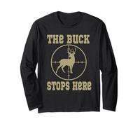 The Buck Stops Here, Divertida Ropa de Caza con Ciervos de Cola Blanca Manga Larga