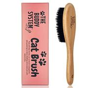 The Buddy System Cepillo para gatos con cerdas de jabalí y mango de madera, cepillo de pelo de grado profesional, para el cuidado diario, reduce el desprendimiento, cabello suave y brillo saludable