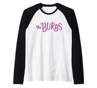 The ’Burbs Pink and Blue Retro Logo Camiseta Manga Raglan