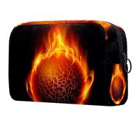 The Burning Fire - Bolsa de cosméticos de baloncesto para mujer, bolsa organizadora de maquillaje grande con cremallera, multicolor, 18.5x7.5x13cm/7.3x3x5.1in, Neceser
