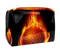 The Burning Fire - Bolsa de cosméticos de baloncesto para mujer, bolsas de aseo de viaje, bolsa grande de PVC para maquillaje, práctica bolsa organizadora con cremallera, multicolor,