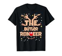 The Butler Rindeer Funny Christmas Butler Pajama Group Camiseta gráfica económica, Hombre, Negro, S