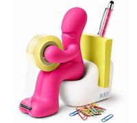 The Butt - Dispensador de Celo Divertido y Organizador de Escritorio, Regalo Original y Gracioso para Oficina - Ideal para Cumpleaños y Amigo Invisible - Incluye Celo, Bolígrafo y Clips (Rosa)