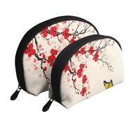 The Butterfly is in Full Bloom - Bolsas de maquillaje impresas de 2 piezas portátil con diseño de concha, White, Talla única