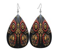 The Butterfly of Mysterious Machine Parts Elements - Pendientes de piel con forma de lágrima para mujer, aretes colgantes ligeros de PVC, ganchos de plata 925, impresiones de doble cara, regalo
