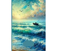 The Calm Sea Fisherman - Grid Notebook: 100-Page 6x9 Inch Graph Notebook | Perfect for Notes, Sketching, and Planning | Artistic Blue-Toned Painted Cover of a Fisherman on a Tranquil Sea