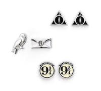 THE CARAT SHOP, Set Regado 3 Pendientes Plataforma 9 3/4, Hadwing & Carta y Reliquias de la Muerte de Harry Potter