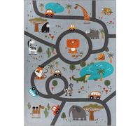 The carpet Alfombra infantil animal color coche, gris, 200 x 290 cm