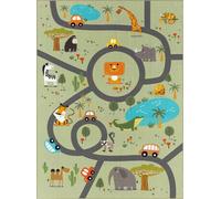The carpet Alfombra infantil animal color coche, verde, 160 x 220 cm