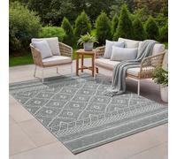 the carpet Calgary - Alfombra Robusta para Exteriores, Tejido Plano, diseño Moderno, Ideal para Cocina y Comedor, Aspecto Vintage, Estilo Boho, también para Exteriores, Gris, 160 x 220 cm
