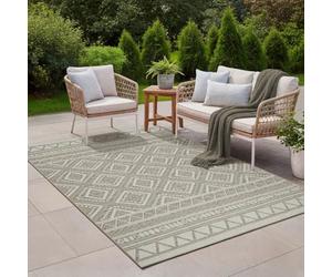 the carpet Calgary - Alfombra Robusta para Exteriores, Tejido Plano, diseño Moderno, Ideal para Cocina y Comedor, Aspecto Vintage, Estilo Boho, también para Exteriores, Naturaleza, 200 x 280 cm