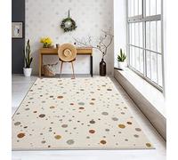the carpet Dreamy Kids - Alfombra Infantil Moderna, Pelo Suave, fácil de cuidar, no destiñe, Estampado de Puntos, Crema, 160 x 220 cm