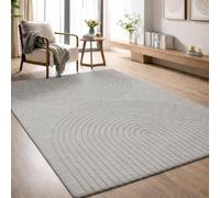 the carpet Elisa - Alfombra Moderna para Sala de Estar, diseño geométrico, Alta Densidad del Pelo y agradablemente Suave, Gris, 120 x 160 cm
