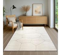 the carpet Everest - Alfombra Moderna de Pelo Corto con Efecto 3D, Alta Densidad y Tacto Suave, diseño de Panal, Color Crema, 160 x 230 cm