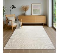 the carpet Everest - Alfombra Moderna de Pelo Corto con Efecto 3D, Alta Densidad y Tacto Suave, diseño de líneas, Color Crema, 120 x 170 cm