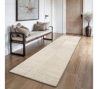 the carpet Everest - Alfombra Moderna de Pelo Corto salón Dormitorio con Efecto Alto-bajo, Efecto 3D, Alta Densidad de Pelo y agradablemente Suave, diseño Panglao, Beige, 80 x 300 cm