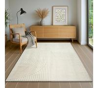 the carpet Everest - Alfombra Moderna de Pelo Corto salón Dormitorio con Efecto Alto-bajo, Efecto 3D, Alta Densidad de Pelo y agradablemente Suave, diseño Panglao, Crema, 80 x 150 cm