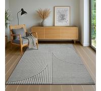 the carpet Everest - Alfombra Moderna de Pelo Corto salón Dormitorio con Efecto Alto-bajo, Efecto 3D, Alta Densidad de Pelo y agradablemente Suave, diseño Panglao, Gris, 160 x 230 cm