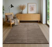 the carpet Everest - Alfombra Moderna de Pelo Corto salón Dormitorio con Efecto Alto-bajo, Efecto 3D, Alta Densidad de Pelo y agradablemente Suave, Marrón, 160 x 230 cm