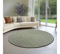 the carpet Everest - Alfombra Moderna de Pelo Corto salón Dormitorio con Efecto Alto-bajo, Efecto 3D, Alta Densidad de Pelo y agradablemente Suave, Verde, 160 cm Redondo