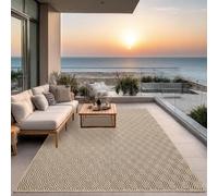 the carpet Kansas - Alfombra para Exterior e Interior con Aspecto de Yute Natural, Resistente a la Intemperie, Apta para Patio y jardín, Naturaleza, 240 x 340 cm