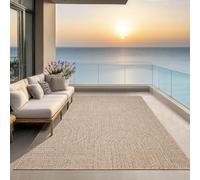 the carpet Kansas - Alfombra para Exterior e Interior con Aspecto de Yute Natural, Resistente a la Intemperie, Apta para Patio y jardín, Naturaleza, 240 x 340 cm
