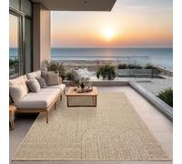 the carpet Kansas - Alfombra para Exterior e Interior con Aspecto de Yute Natural, Resistente a la Intemperie, Apta para Patio y jardín, Naturaleza, 160 x 230 cm