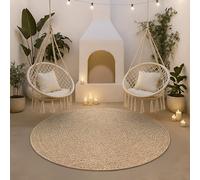 the carpet Kansas - Alfombra para Exterior e Interior con Aspecto de Yute Natural, Resistente a la Intemperie, Apta para Patio y jardín, Naturaleza, 120 cm Redondo